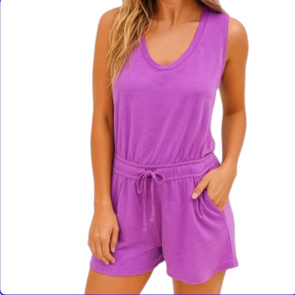 NWT Lou‎ & Grey Signature Soft Scoop Neck Jersey Terry Soft Romper Size Small